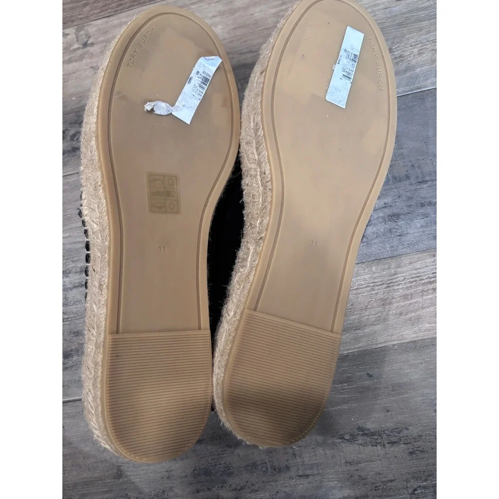 Tory Burch Ines Black Suede Logo Espadrille Flat Preppy Coastal Old Money 11